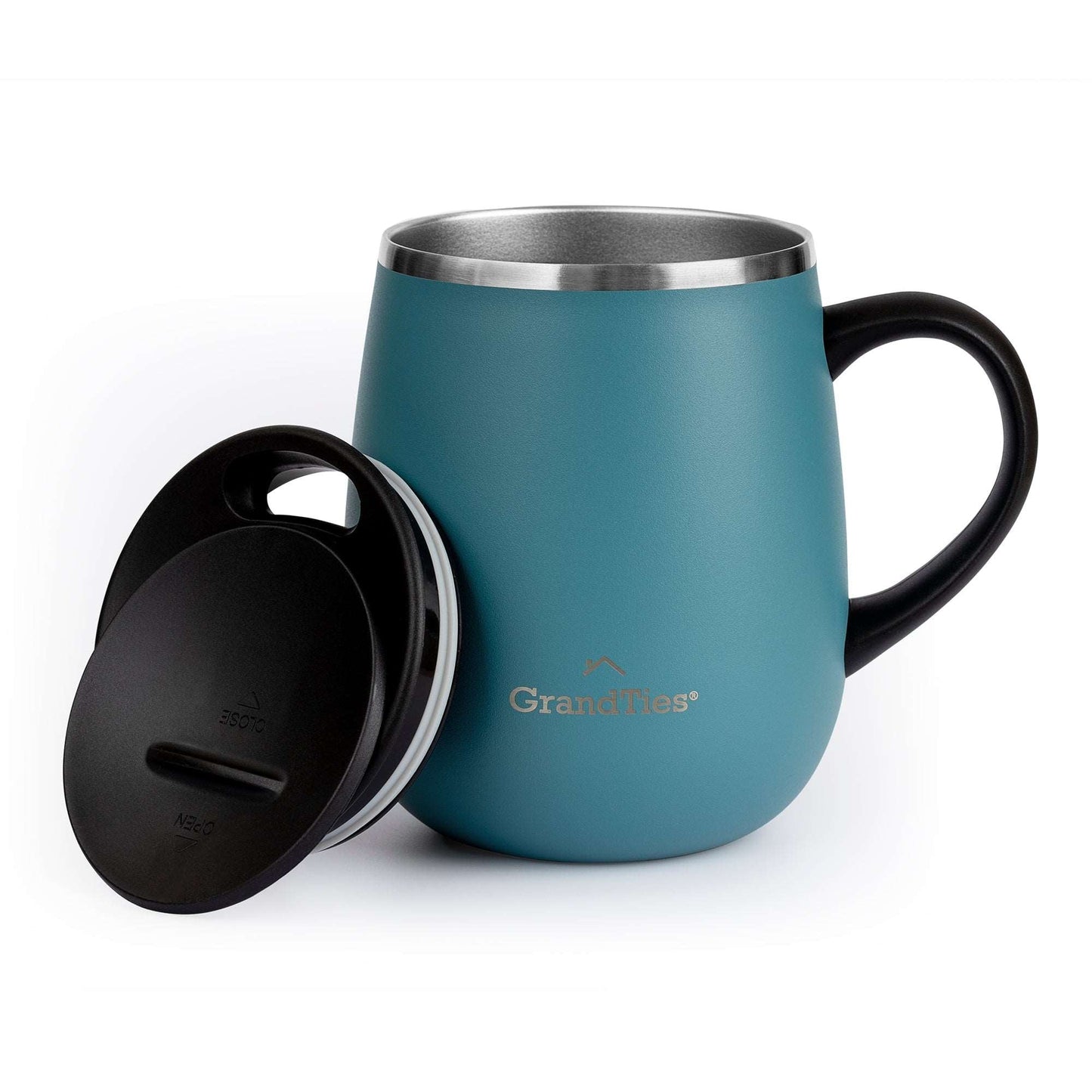 Insulated Coffee Mug with Sliding Lid 16oz/460ml (Grande) - Atlantis Blue - Grandties
