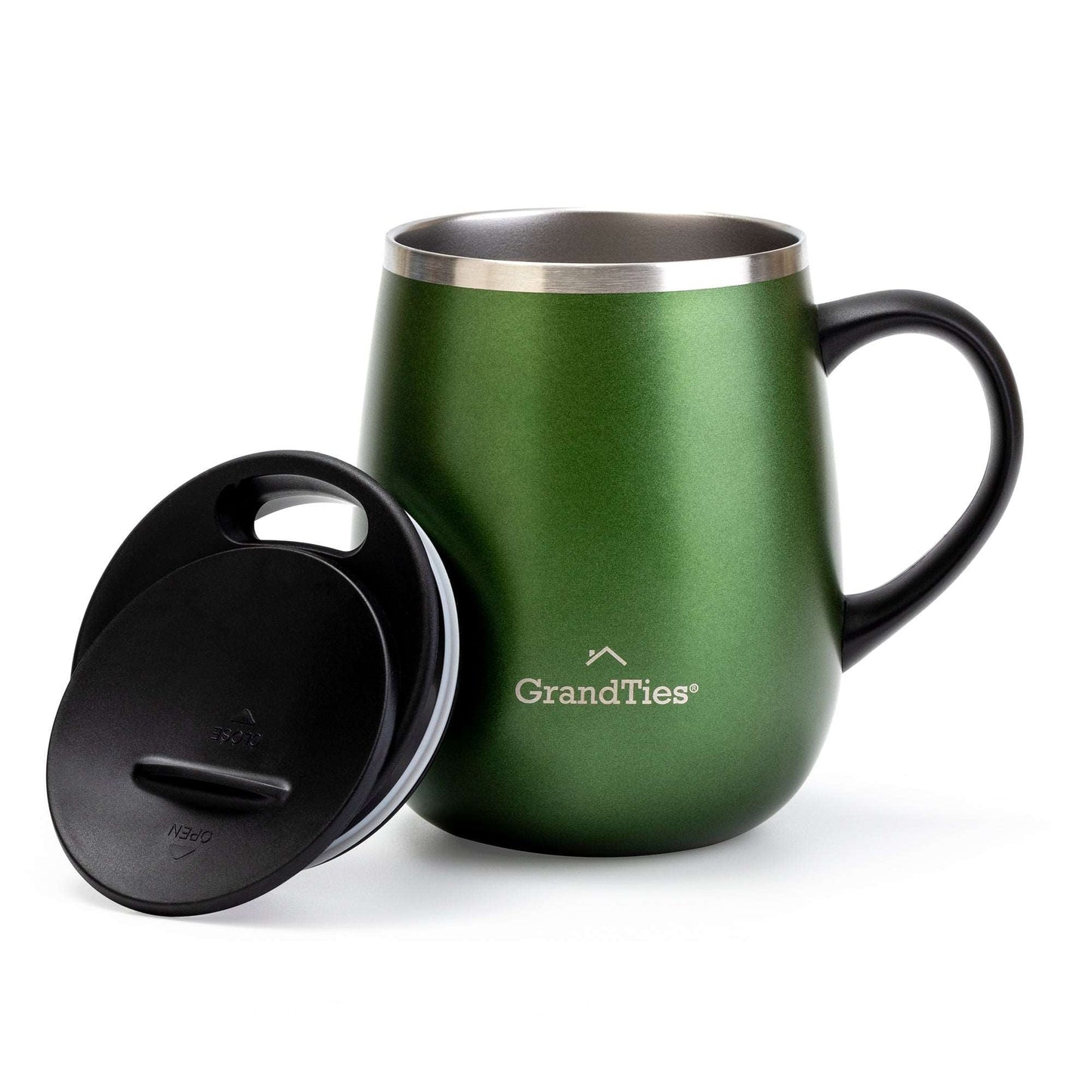 Insulated Coffee Mug with Sliding Lid 16oz/460ml (Grande) - Emerald Green Metallic - Grandties