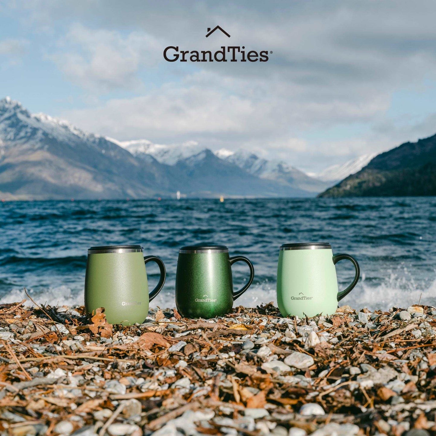 Insulated Coffee Mug with Sliding Lid 16oz/460ml (Grande) - Olive Green - Grandties