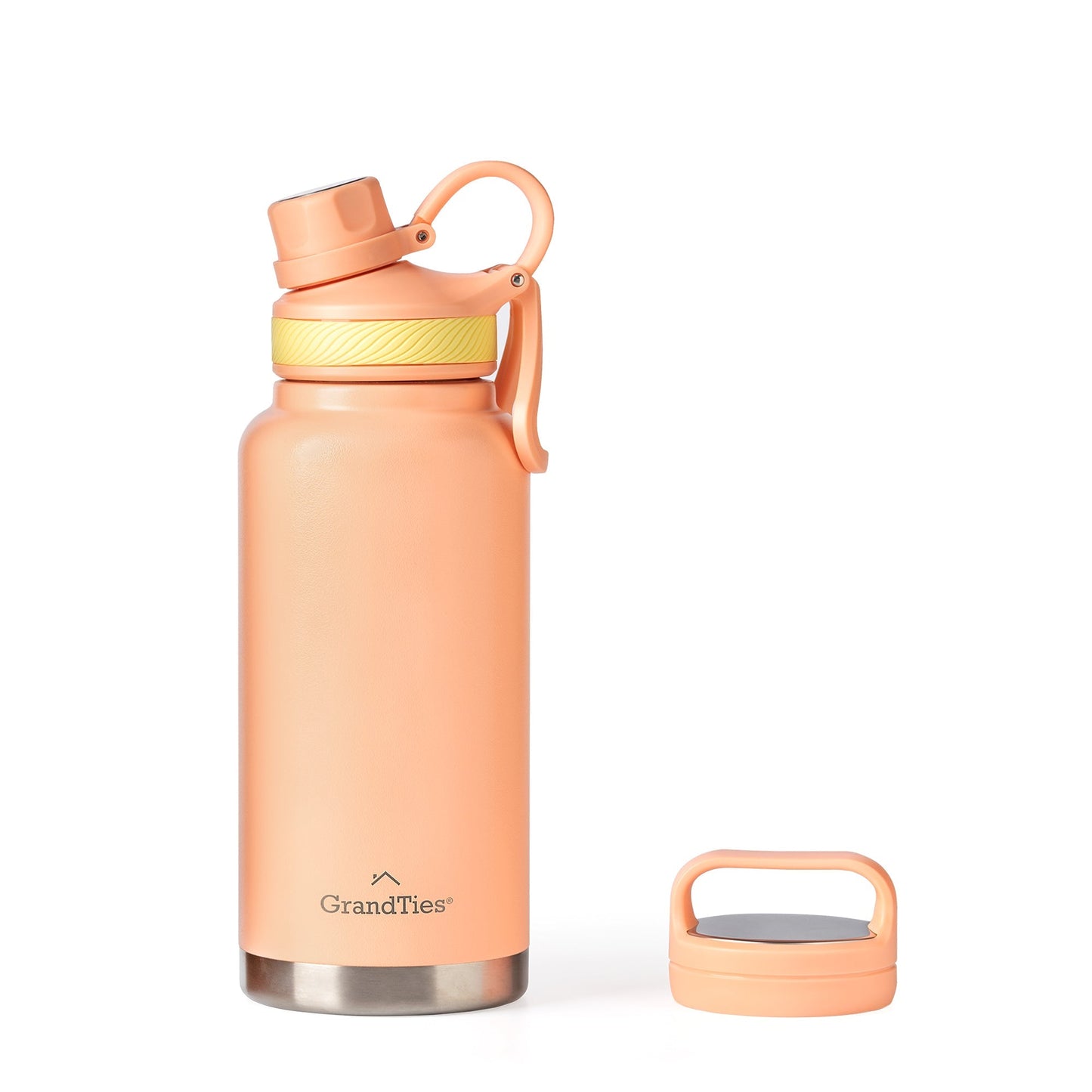 Insulated Travel Water Bottle with Two Stylish Ergonomic Handle Lids 32oz/946ml - Rose Salt - Grandties