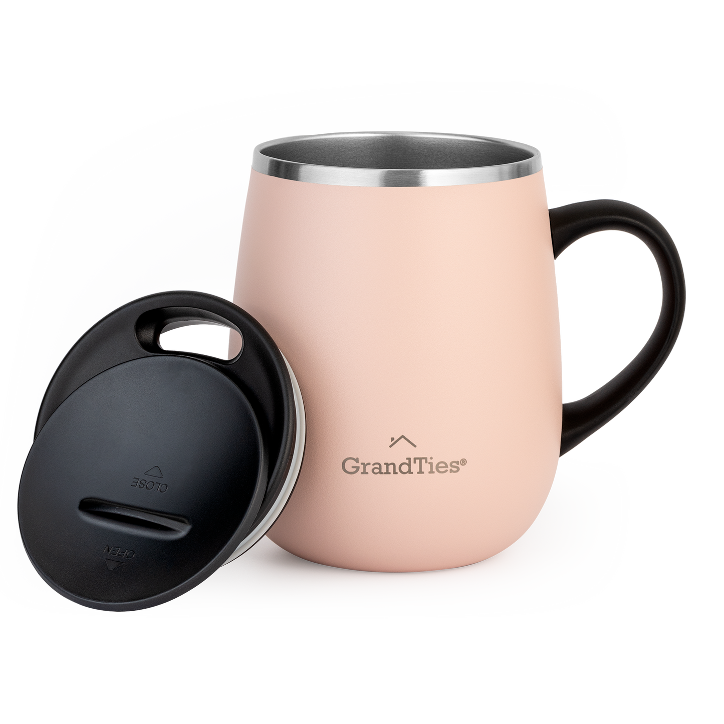 Insulated Coffee Mug with Sliding Lid | 16oz/460ml (Grande) - Peach Crème - Grandties